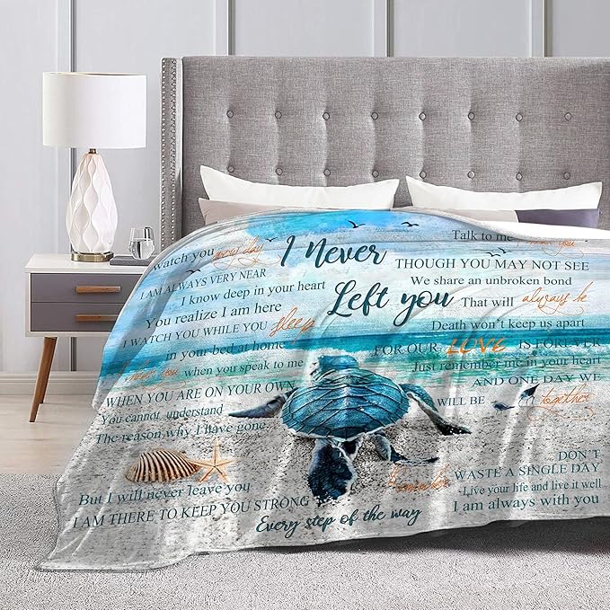 Sea Turtle Ocean Throw Blanket - Memorial Gift for Loss of Loved One - Soft, Warm, Cozy Fleece Blanket for Couch, Sofa, Bed - 80"x60"