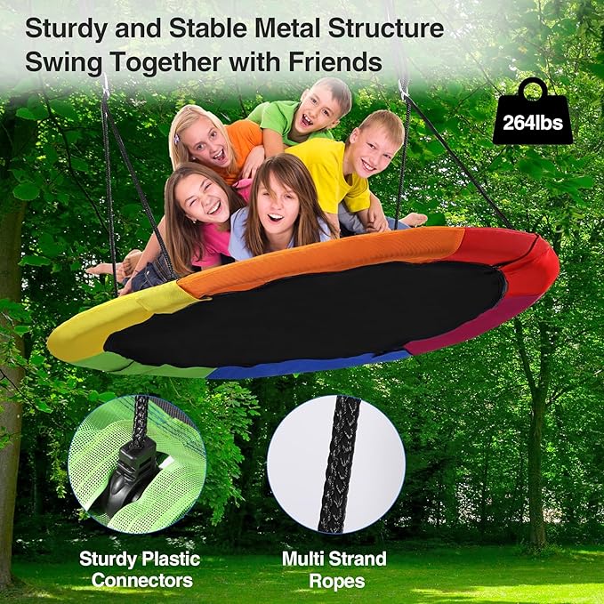 RedSwing 43" Flying Saucer Tree Swing for Kids Outdoor, Multi-Color