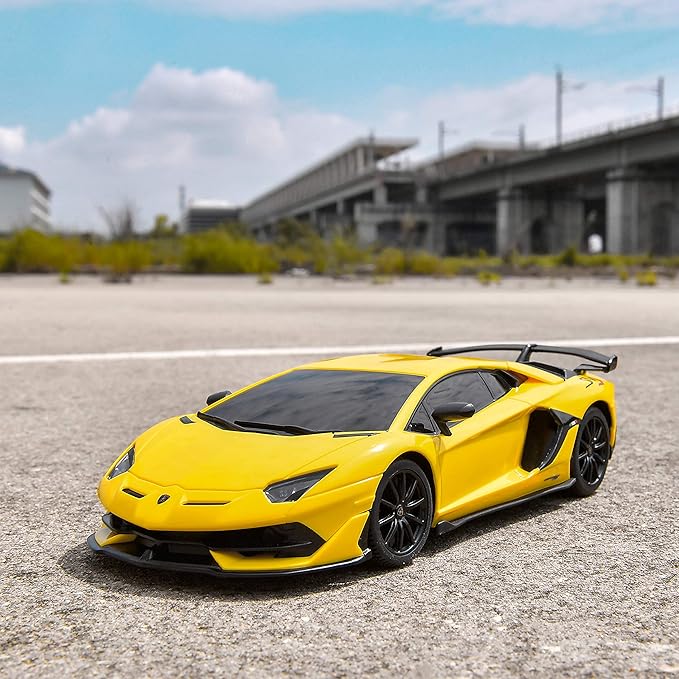 BEZGAR 1:24 Scale Lambo Remote Control Car, Electric Sport Racing Hobby Lambo Toy Car Model Vehicle, RC Car Toys for 3 4 5 6 7 8 Boys and Girls(Yellow)