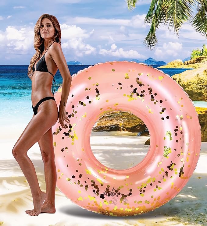 CoTa Global Inflatable Pool Float Tube Confetti Premium Swim Ring Heavy Duty Vinyl Flotation Pool Floats Toy for The Beach, Party, Vacation, UV Resistant - Pool Party