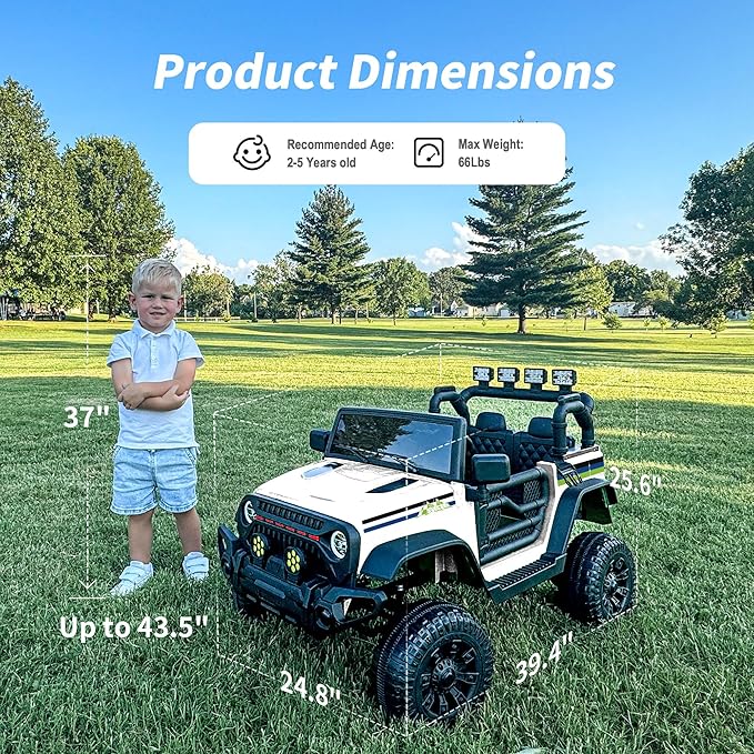 24V Kids Ride on Toy, Kids Electric Vehicles Car Ride on Car Truck for Toddlers 3-5 with Remote Control, 2x200W Motor - Snow White