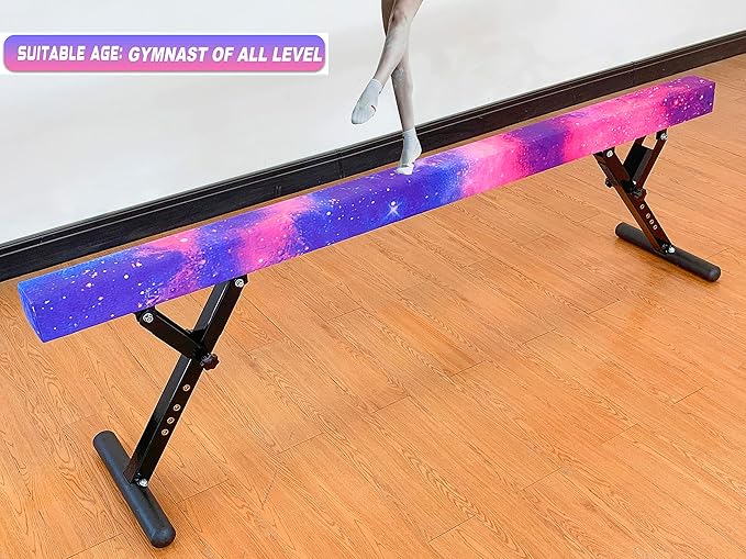 Adjustable Balance Beam 8 ft Gymnastic Beam Adjustable Height for Kids and Teenage of All Gymnastic Levels, Gymnastic Training Beam Gymnastic Equipment for Athlete Home and Gym Club Use