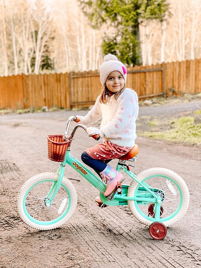 JOYSTAR Vintage Kids Bike with Training Wheels & Basket, 12 14 16 Inch Girls Bike for 2-7 Years Old, Children Bicycles, Multiple Colors