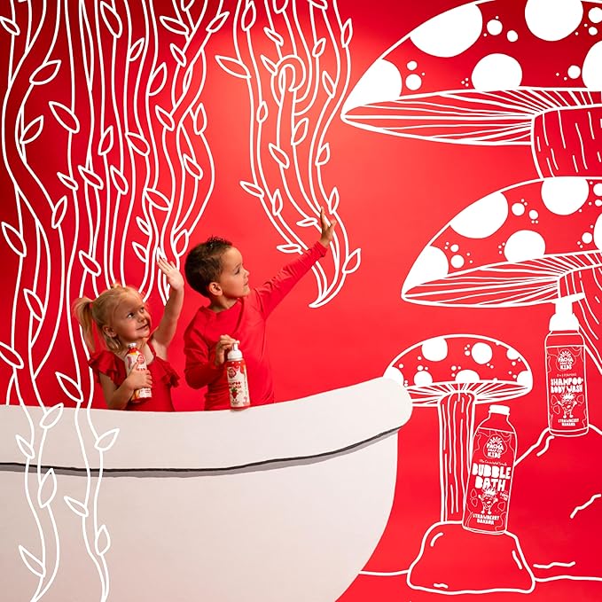 Pacha Soap Co. Kids Foaming Shampoo & Body Wash, Strawberry Banana - Tear-Free, Plant-Based, Vegan, Nourishing, Moisturizing, Vitamin-Rich, Non-Toxic 2-in-1 Cleanser, Recyclable, Made in USA, 2-Pack