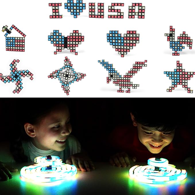 TOSY Magnet Fidget Spinner Glow - 16 Blocks, 3 in 1 Toy: Transformable Fidget Spinner, Infinity Cube, 2x2 Puzzle Cube, Glow, Stress Relief, STEM Magnet Tiles Birthday Gift for Kids/Boys/Girls/Adults