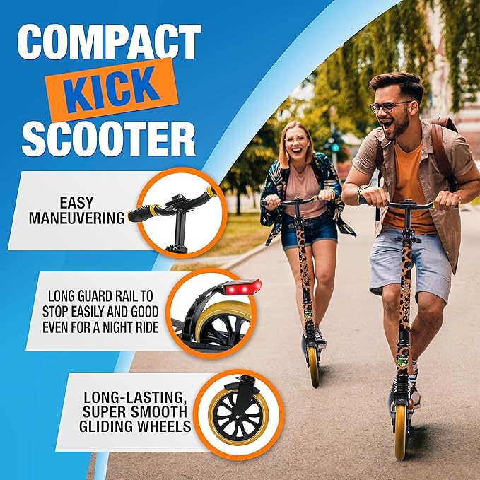 SereneLife Kick Scooter Adult Teenagers Kids- 2 Wheel Kids Scooter with Adjustable T-Bar Handlebar - Alloy Anti-Slip Deck - Portable Folding Scooters for Kids with Carrying Strap