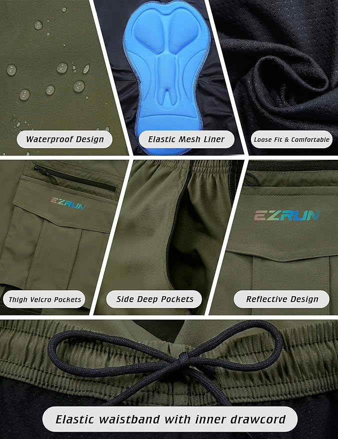 Men's Mountain Bike Shorts 3D Padded Bicycle Biking Shorts Quick Dry Lightweight MTB Cycling Shorts