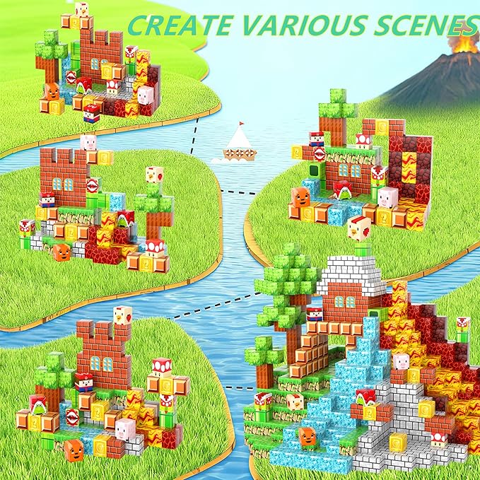 100 PCS 0.8 Inch Magnetic Blocks, STEM Montessori Stacking, Magnetic Building Blocks for Boys & Girls Age 3-8, Educational Stacking Magnets Cubes for Creativity, Birthday Gift for Ages 4-10