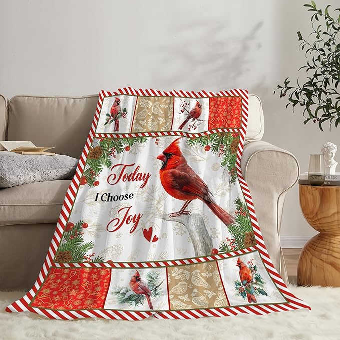 Cardinal Blanket Cardinal Throw Blanket Gifts for Bird Lover Kids Girls Boys Adults Women Men Super Soft Cozy Plush Fluffy Fuzzy Fleece Blanket Decor 50''X60''