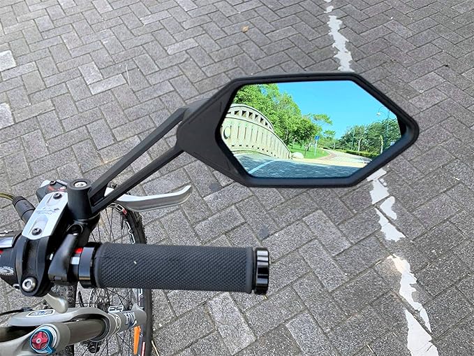 MEACHOW New Scratch Resistant Glass Lens,Handlebar Bike Mirror, Adjustable Safe Rearview Mirror, Bicycle Mirror (Silver Right Side) ME-005RS