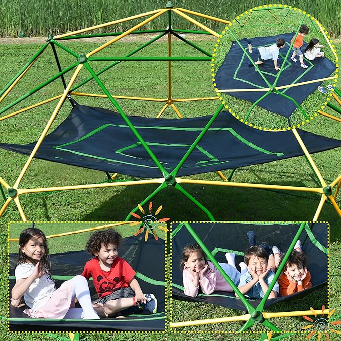 Merax 12FT Climbing Dome with Hammock, Outdoor Geometric Dome Climber Play Center for Kids 3-10 Supporting 1000 lbs, Easy Assembly Jungle Gym
