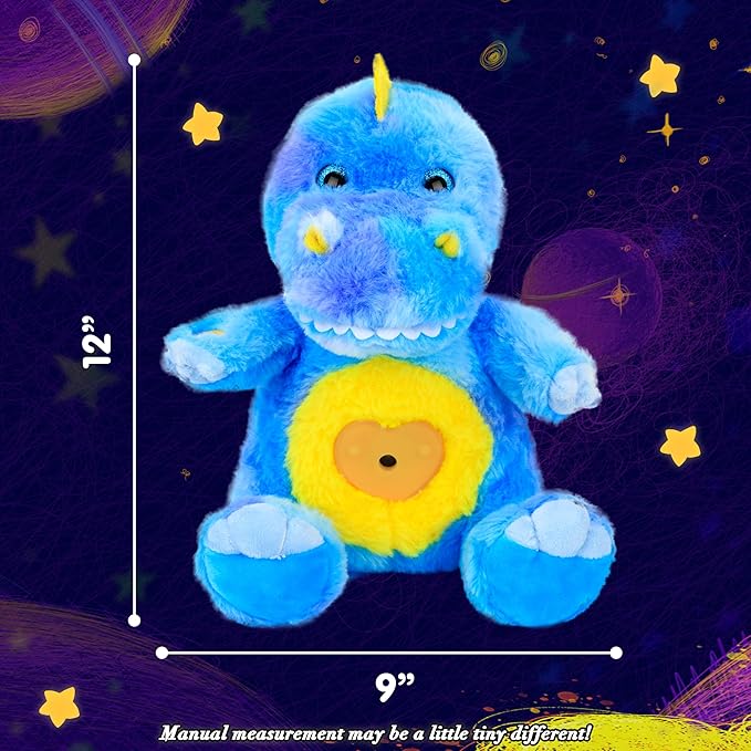 Cuteoy Plush Blue Dinosaur Star Projector Musical Adjustable Singing Night Light Stuffed Animals Glowing T-Rex Plushies Toy Gifts for Kids Birthday Easter Christmas,11''