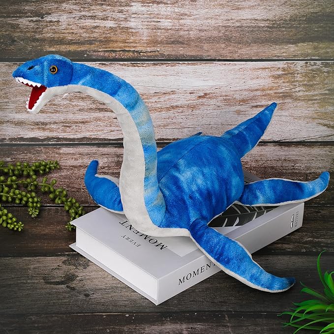 Plesiosaurus Plush Toy, Dinosaur Stuffed Animal Throw Plushie Pillow Doll, Soft Blue Fluffy Friend Hugging Cushion - Present for Every Age & Occasion