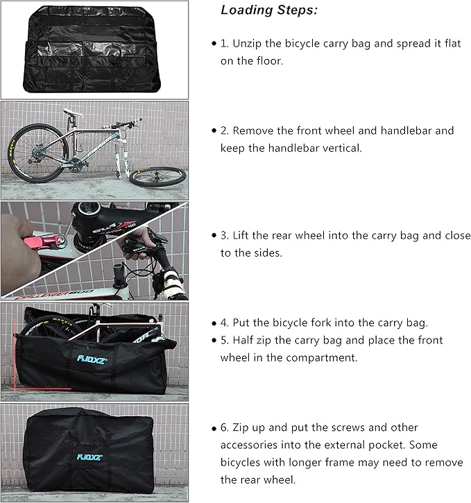HUNTVP Bike Travel Bag Bicycle Transport Carrying Case with a Carry Bag for 26-29inch Folding Bike Foldaway Bicycle