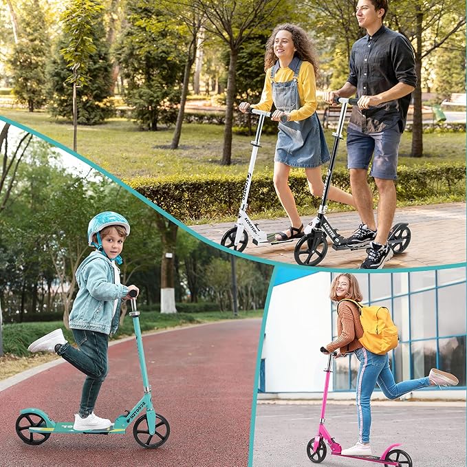 Kick Scooter for Ages 6+, Kids, Teens & Adults. Max Load 240 LBS. 8IN Big Wheels for Kids, Teens & Adults, 3 Adjustable Levels