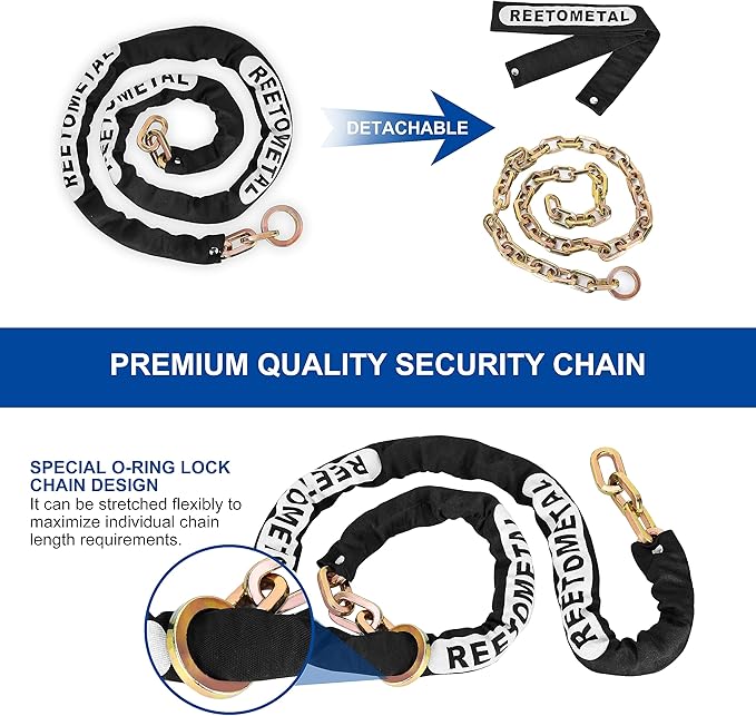 Heavy Duty Security Chain, 6 Foot x 3/8" Thick Hardened Steel Cut Proof Anti-Theft Lock Chain for Motorcycles, Bicycles, ATVs, Trailers, Containers