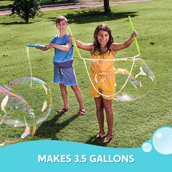 SYNCFUN Giant Bubble Wand Kit (3-Piece Set) with Concentrate Solution-Up to 3.5 Gallons, Big Bubble Wand Set with Mix Powder, Outdoor Toy for Kids, Boys, Girl, Party, Summer