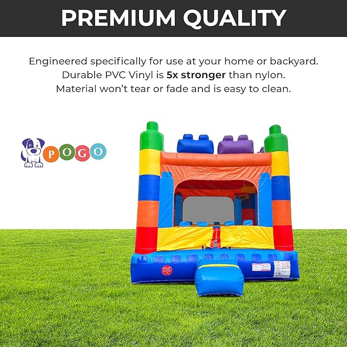 Crossover Building Blocks Inflatable Bounce House, Bouncy Jump Castle for Kids and Toddlers, Outdoor Birthday Party Jumping Bouncer, Commercial-Grade, Without Blower, 13 x 12 x 14.5 Ft
