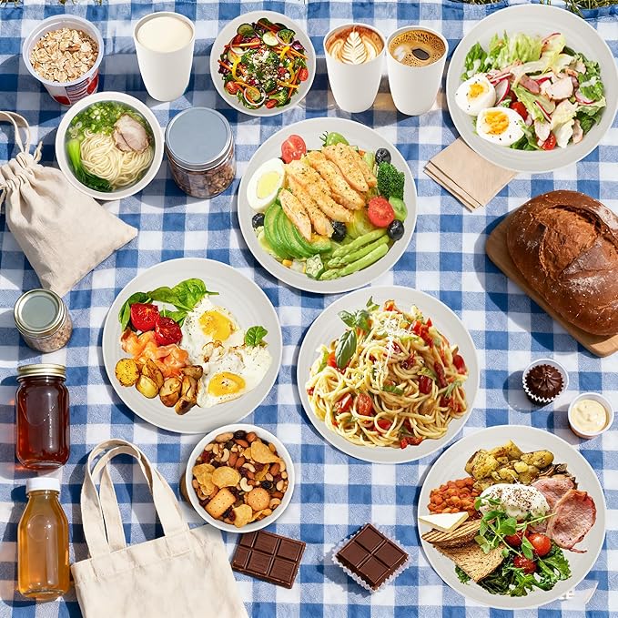 Wheat Straw Dinnerware Sets Service for 4, Unbreakable Kids Plates and Bowls Set 20 PCS, Microwave & Dishwasher Safe Dishes Set for Dinner, Kitchen, Camping, PV, Dorm - White