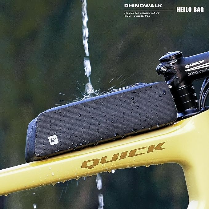 Rhinowalk Bike Top Tube Bag Bike Frame Bag with Zipper Fully Waterproof and Stable Bicycle Frame Bag Bicycle Bag Professional Cycling Accessories for Mountain Road Bike-Black