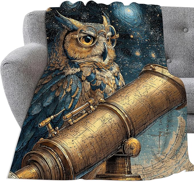 Owl Throw Blanket Ultra Soft Owl Starry Sky Flannel Blanket Lightweight Cozy Print Blankets Gift for Women and Men Couch Sofa Bed 80" x 60"