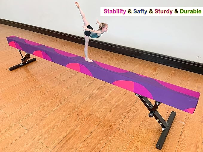 Adjustable Balance Beam 8 ft Gymnastic Beam Adjustable Height for Kids and Teenage of All Gymnastic Levels, Gymnastic Training Beam Gymnastic Equipment for Athlete Home and Gym Club Use