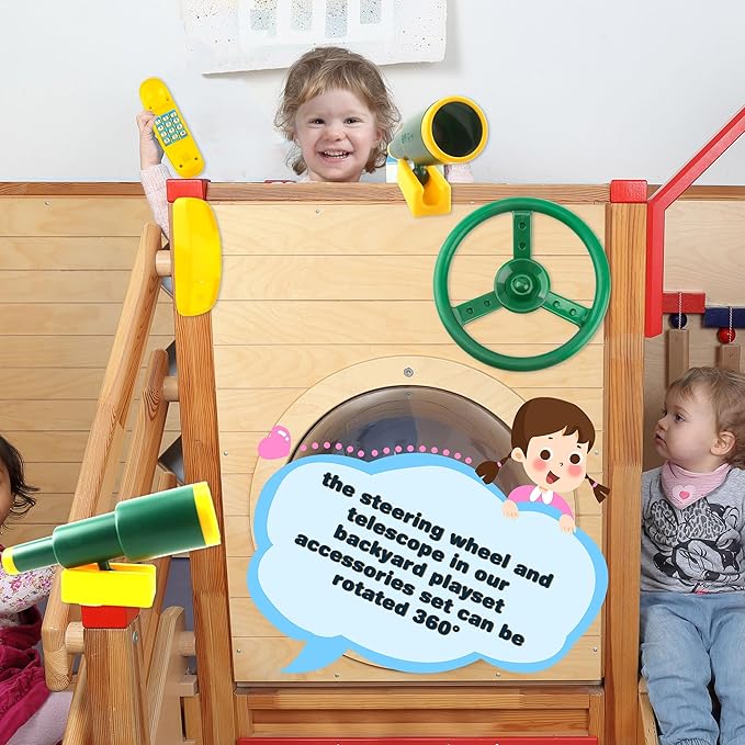 Playground Accessories Swingset Steering Wheel Plastic Telescope Telephone Swingset Phone Toy for Kids Outdoor Playground Backyard Treehouse