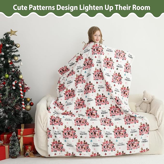 Softan Kids Throw Blanket for Girls & Boys, Warm Soft Toddler Fleece Blankets for Sofa Couch Bed， Cozy Fuzzy Plush Flannel Kids Throw Blanket for Daycare & School - Pink Car 50x60 inches