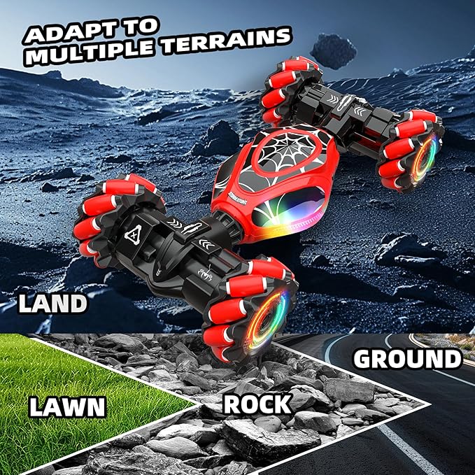 Spider Remote Control Car Gesture Sensing Hand Controlled Stunt Car, 4WD Drift Twist Off-Road Vehicle with Light Music, Birthday Xmas Gifts Suitable for Boys and Girls