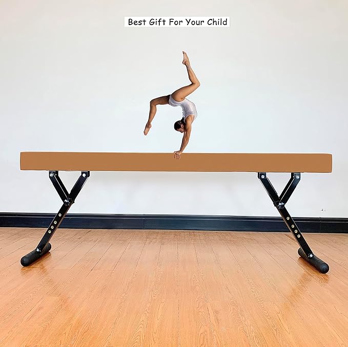 Adjustable Balance Beam 8 ft Gymnastic Beam Adjustable Height for Kids and Teenage of All Gymnastic Levels, Gymnastic Training Beam Gymnastic Equipment for Athlete Home and Gym Club Use