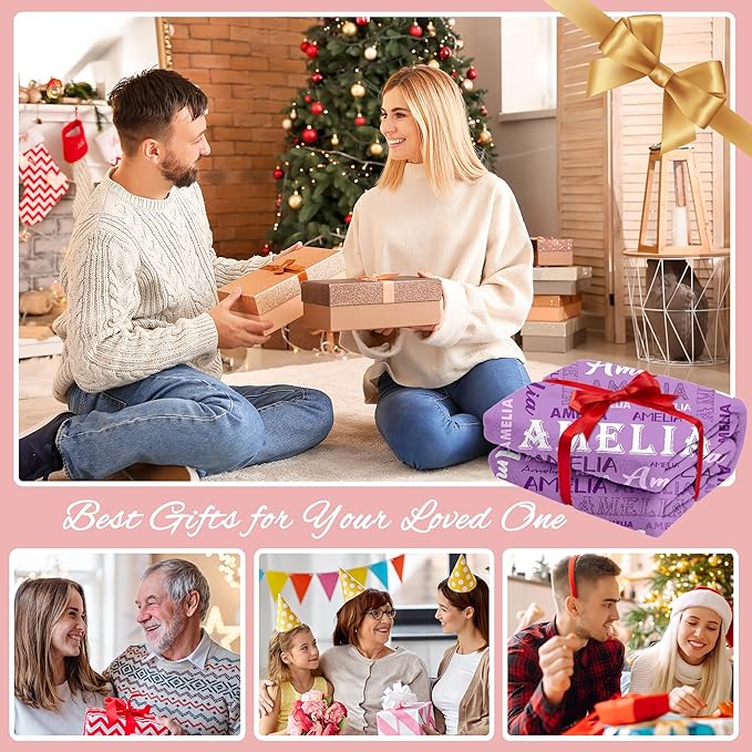 Ship Next Day, Personalized Baby Blanket with Name - Printed in USA, Custom Name Blanket for Boys Girls Kids, Customized Flannel Blankets Gifts for Teen Shower Toddlers Christmas Brithday