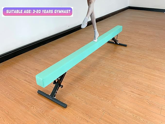 Adjustable Balance Beam 8 ft Gymnastic Beam Adjustable Height for Kids and Teenage of All Gymnastic Levels, Gymnastic Training Beam Gymnastic Equipment for Athlete Home and Gym Club Use