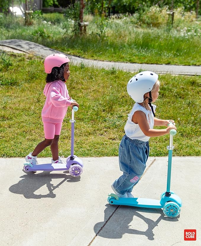 Teeny | 3 Wheel Mint Scooter for Kids & Toddlers Ages 3-6 Years | Flashing Wheels | Height Adjustable 53 to 70 cm | My First Scooter