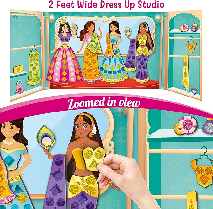 Imagimake DIY Magnetic Dress-Up Indian Princess | Pretend Play Toys for Kids | 30 Magnetic Dresses & Accessories | Interchange & Create Unlimited Outfits | Fun for Girls Ages 3-5-8-10