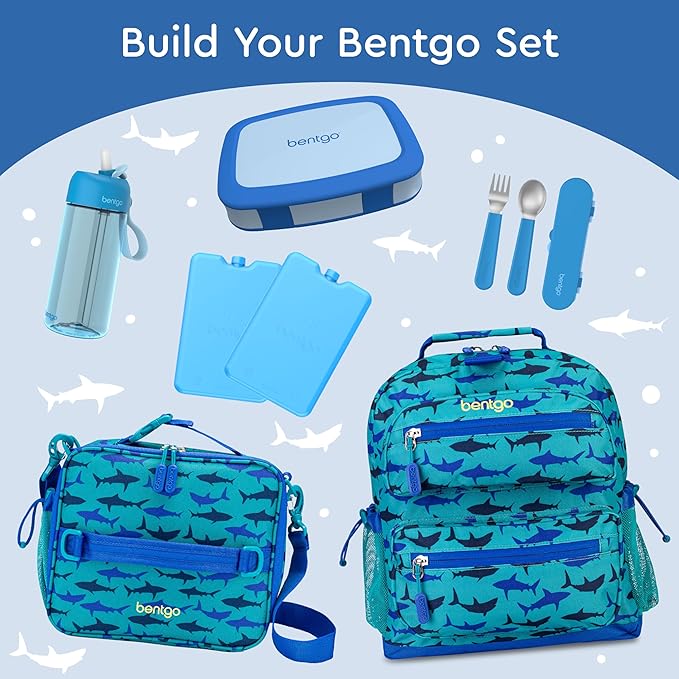 Bentgo Kids Bento-Style 5-Compartment Leak-Proof Lunch Box - Ideal Portion Sizes for Ages 3 to 7 - Durable, Drop-Proof, Dishwasher Safe, PFAS & BPA-Free & Made with Food-Safe Materials (Blue)