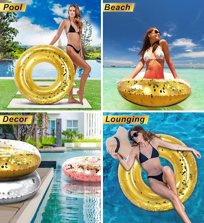 CoTa Global Inflatable Pool Float Tube Confetti Premium Swim Ring Heavy Duty Vinyl Flotation Pool Floats Toy for The Beach, Party, Vacation, UV Resistant - Pool Party