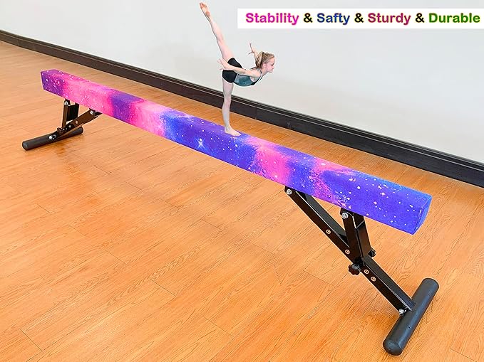 Adjustable Balance Beam 8 ft Gymnastic Beam Adjustable Height for Kids and Teenage of All Gymnastic Levels, Gymnastic Training Beam Gymnastic Equipment for Athlete Home and Gym Club Use