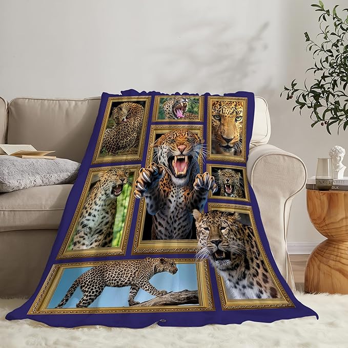 Cheetah Blanket Fleece Soft Warm Plush Wild Animal Throw Blanket Lightweight Plush Fuzzy Cozy Leopard Blankets for Lover Kids Adult Suitable for Couch Sofa Bed 60"X50"
