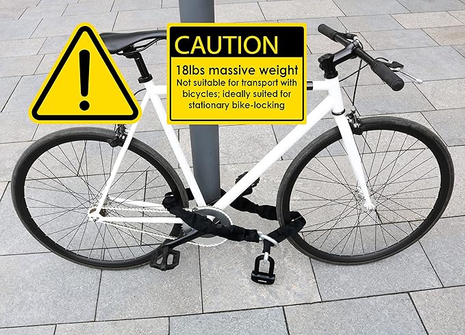 18 lbs Massive Motorcycle Security Chain Lock - 7 ft Long with Our Highest German Security Level 10plus of 10 - Heavy Duty Steel Chain 0.5" as Anti Theft Lock for Motorcycle, Scooter & Ebike