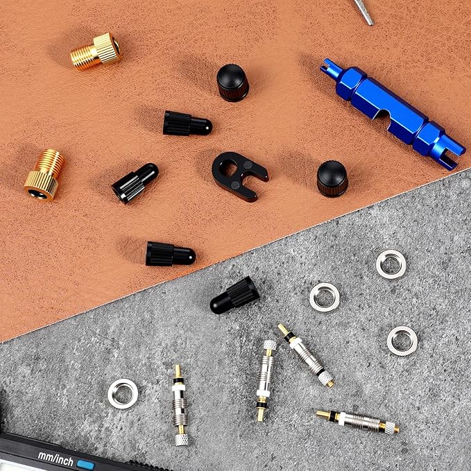 Presta Valve Core Removal Tool with Valve Core Cover Brass Screws Plastic Buckle & Installation Tools for Bike Tire Tubeless Road MTB Tires