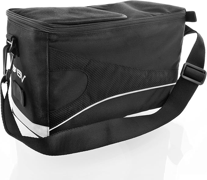 BV Insulated Bike Bag - Cooler Bike Saddle Bag with Shoulder Strap & Quick-Access Lid - for Warm or Cold Items - Bike Bags for Bicycles with Reflective Trim - Grocery, Commute & Weekend Rides