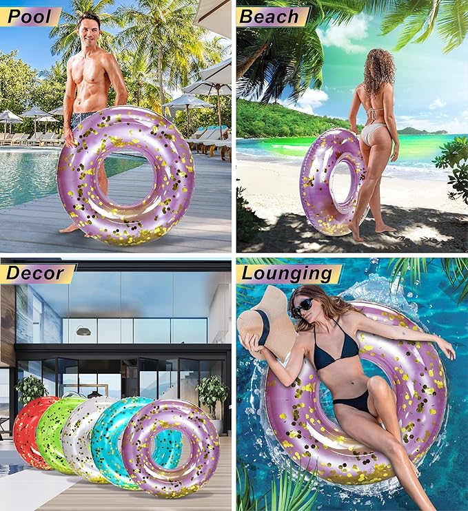 CoTa Global Inflatable Pool Float Tube Confetti Premium Swim Ring Heavy Duty Vinyl Flotation Pool Floats Toy for The Beach, Party, Vacation, UV Resistant - Pool Party