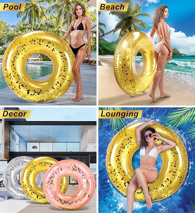 CoTa Global Inflatable Pool Float Tube Confetti Premium Swim Ring Heavy Duty Vinyl Flotation Pool Floats Toy for The Beach, Party, Vacation, UV Resistant - Pool Party