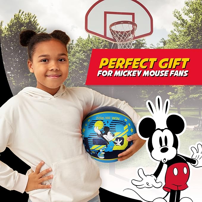 Disney Mickey Mouse Basketball Size 6, Indoor and Outdoor Game Youth Sports Ball for Boys and Girls