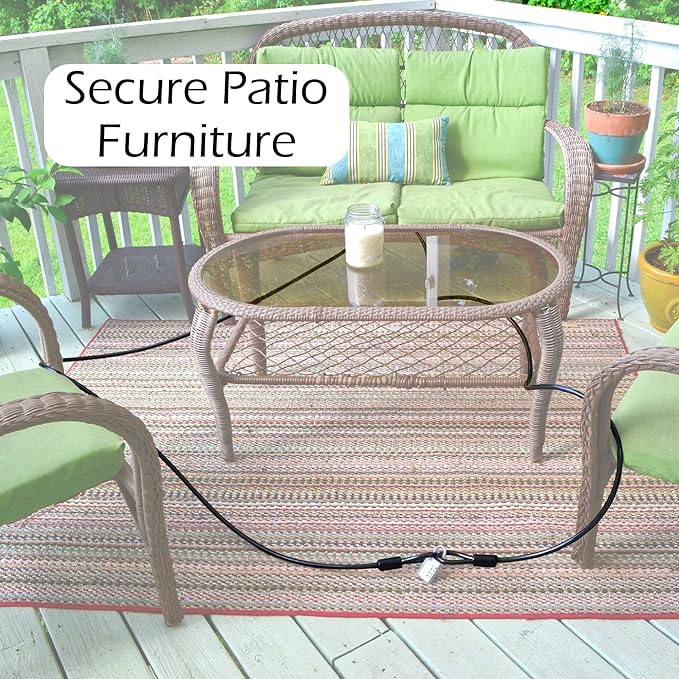 Lumintrail 12mm (1/2 inch) Heavy-Duty Security Cable, Vinyl Coated Braided Steel with Sealed Looped Ends (4', 7', 10', 15' or 30') (7-FT)