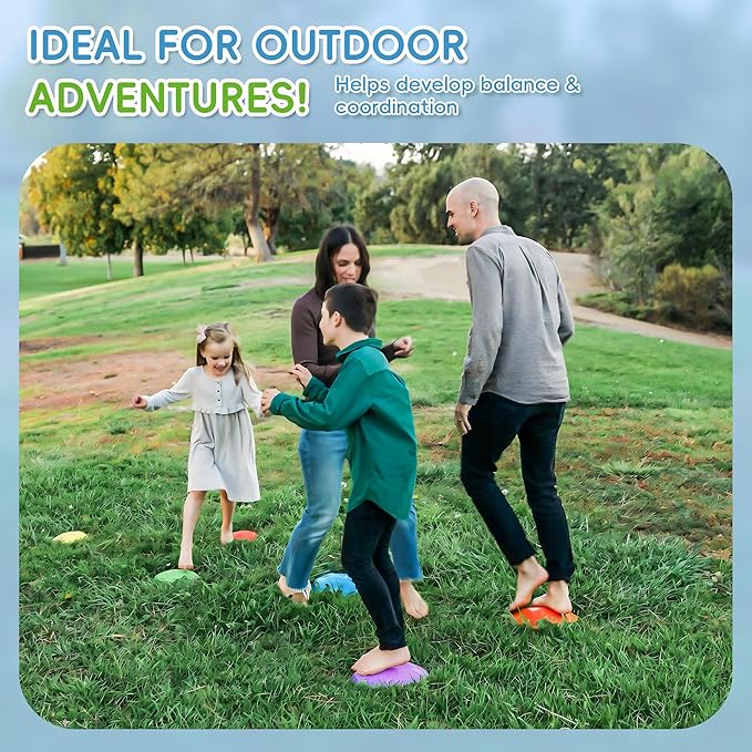 OUTREE Stepping Stones for Kids, 6 Pcs Balance Training and Sensory Coordination Turtle Stepping Stones for Obstacle Course，Non-Slip Bottom Balance Stones for Indoor or Outdoor Play