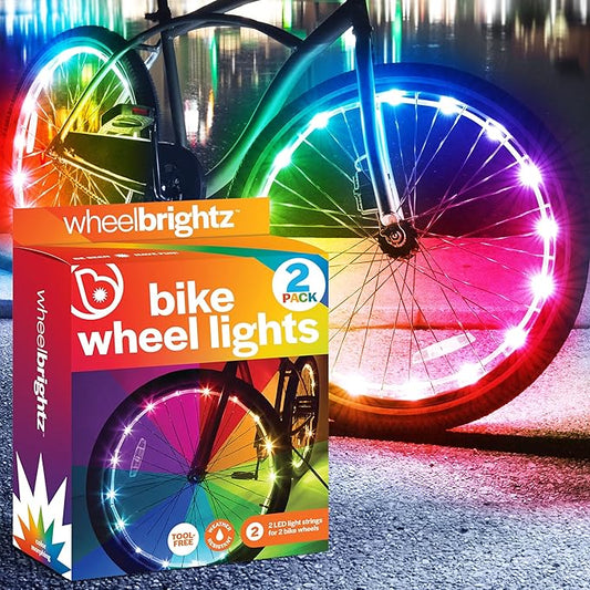 Brightz WheelBrightz LED Bike Wheel Lights - 2025 Edition with Superior Straps & LED-Weatherproof Shield! 14 Colors - Unmatched Durability, Visibility & 48+ Hours of Dazzling Illumination