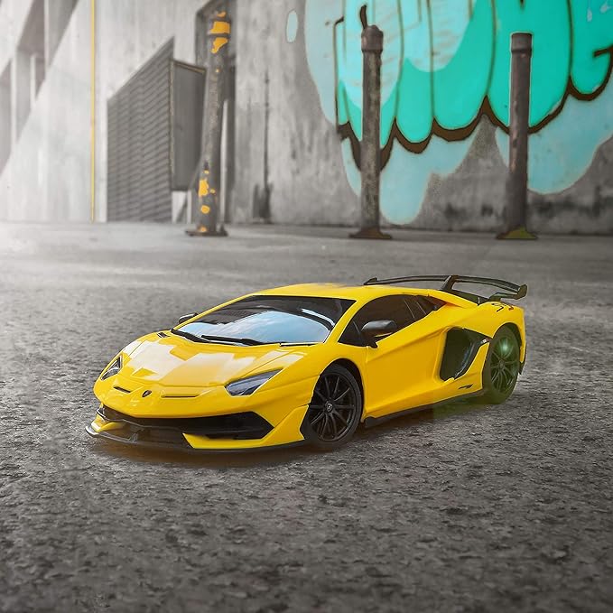 BEZGAR 1:24 Scale Lambo Remote Control Car, Electric Sport Racing Hobby Lambo Toy Car Model Vehicle, RC Car Toys for 3 4 5 6 7 8 Boys and Girls(Yellow)