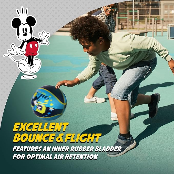 Disney Mickey Mouse Basketball Size 6, Indoor and Outdoor Game Youth Sports Ball for Boys and Girls