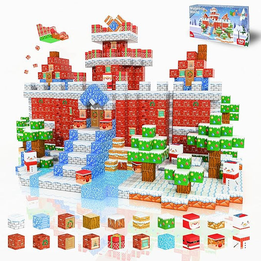 150PCS Magnetic Building Blocks Christmas Set, Advent Calendar 2025, Magnet Toys for Kids, STEM Construction Toy for Kids Ages 3+, Creative Magnetic Cubes Toy with Santa, for Boys & Girls